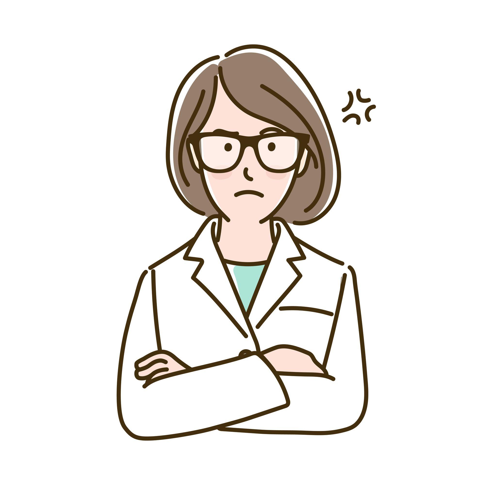 怒るメガネの女性医師